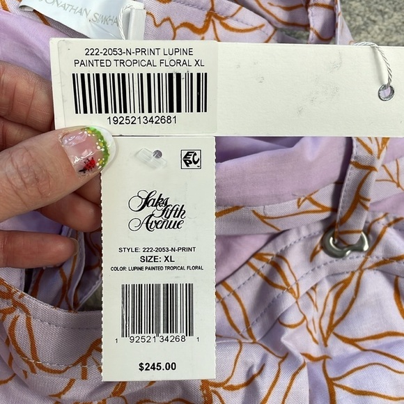 NWT Jonathan Simkhai Tilly Painted Tropical Floral Print Lupine Crop Top Sz XL - Picture 7 of 14
